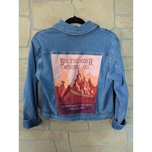 Disney World Ily Girls 13 Large Denim Jacket Big Thunder Mountain Railroad NWOT